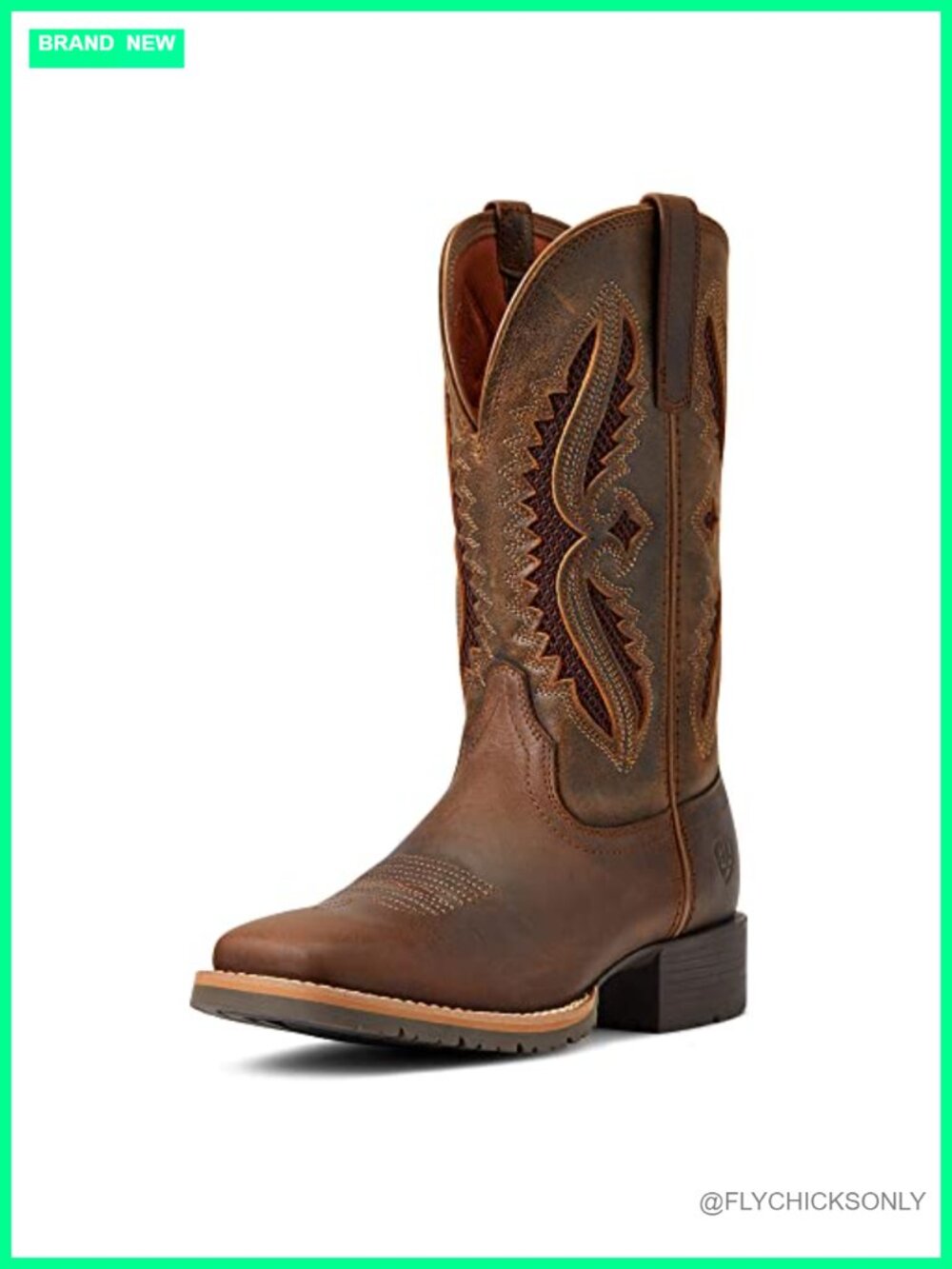 Women's Western Boot Leather Square Toe Mid-Calf Work Boots